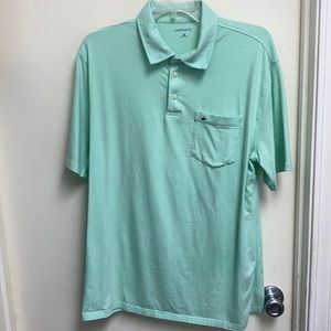 Aqua & white striped polo